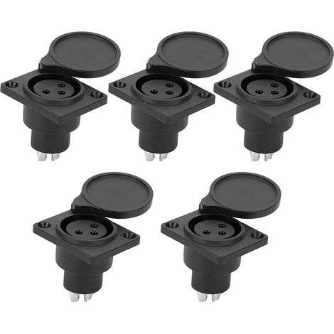 Connecteur audio femelle étanche 3 broches XLR pour panneau, prise de châssis, 5 pièces, pour microphone et alimentation (1/5)
