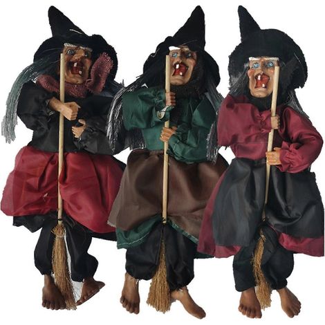 Ornement d'Halloween tissu ktv sorcière à commande vocale décoration de fête avec lumière pour la maison (1/5)