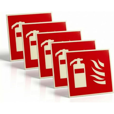 Lot de 5 Panneaux Extincteur 15x15cm, Aluminium 2mm (1/5)