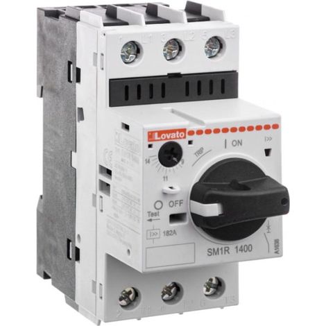Interruptor automático de motor con perilla 5.5kW a 400VAC 9-14A 100kA SM1R1400