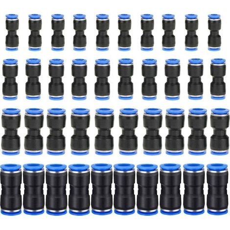 40Pcs Connector Right Pneumatic, Fitting Fast Air Push Connector to Push Right,Fittings of Hose Fitting of Tube of Line of Air in Plastic,OD 6/8/10/12mm,Connect Fitting of Tube (1/5)