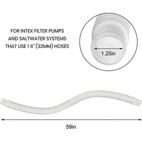 Tuyau de Piscine INTEX - 2 Pièces - 150 cm - Compatible avec pompes 330 GPH, 530 GPH - PVC Transparent