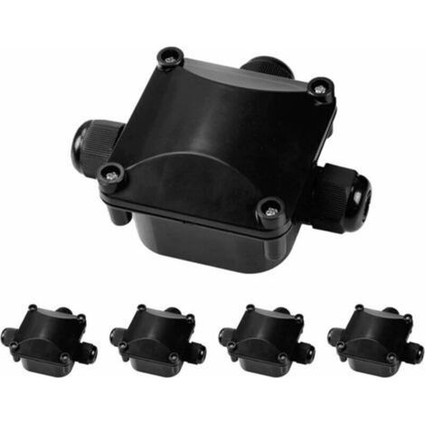 Boîte de jonction étanche IP67, raccord en T plastique noir pour luminaires LED (lot de 5), idéal pour installations intérieures et extérieures (1/4)