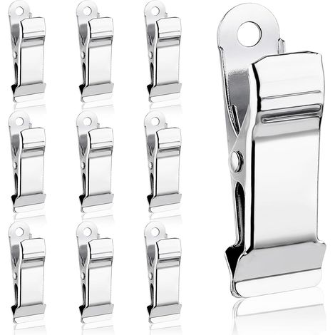 Confezione da 10 clip a coccodrillo in acciaio inossidabile color argento per tende, realizzate in metallo, adatte per camere da letto, bagni e decorazioni per la casa.