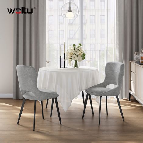 WOLTU 2x Esszimmerstühle Küchenstühle mit Ausschnitt Rückenlehne, Samt Polsterstühle, für Esszimmer, Küche, Schlafzimmer, Grau (1/5)