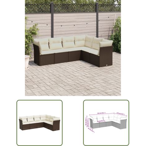 The Living Store 6-tlg. Garten-Sofagarnitur mit Kissen Braun Poly Rattan - Gartensortiment - Gartenmöbelset - Lounge Möbel - Rattan Sofa - Polyethylen Furniture (1/3)
