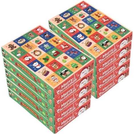 Boîtes De Calendrier De L'avent Avec Compte À Rebours De Noël 10 Pièces 24 Grilles Calendriers De L'avent Vides Pour Remplir Des Boîtes En Papier Bricolage Surprises Pour (1/4)