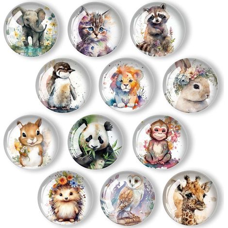 (30 mm) 12 aimants pour réfrigérateur en forme d'animaux, aimant 3D, aimant plat, aimant pour tableau blanc (1/5)
