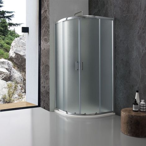 Kiamami Valentina – Cabine de douche angulaire 90x90 cm en verre trempé 6 mm – Ouverture coulissante – Profilés en aluminium chromé – Joints anti-gouttes (1/4)