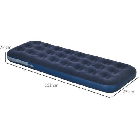 Matelas gonflable une place avec pompe manuelle, 73 x 191 x 22 cm, bleu (1/5)