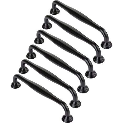 Poignées de porte noires pour meubles, poignées de porte minimalistes et durables en alliage Ziny pour tiroirs de meubles de cuisine (entraxe des trous noirs : 96 mm) (1/5)