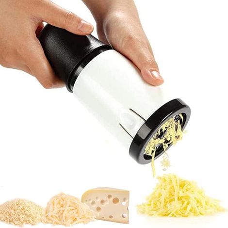 Moulin à fromage manuel avec 2 lames interchangeables en acier inoxydable, râpe à fromage, trancheuse à fromage, outil pour cuisine (1/5)