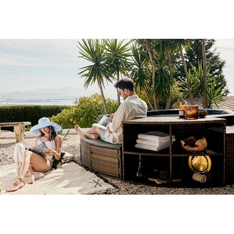 Netspa – Spa portable semi-rigide Octopus 6 places – Dimensions Ø 193 cm x H 73 cm – Moteur intelligent avec filtration et chauffage – Pack mobilier 5 modules — vue 3
