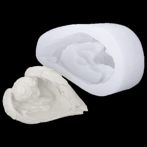 Schlafender Engel Silikonform, 3D Engelsflügel Gießform für Kerzen, Seife, Epoxidharz, Kuchen
