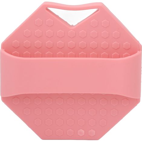 Gant de douche exfoliant doux en silicone alimentaire, Brosse de corps ergonomique rose avec trou (1/5)