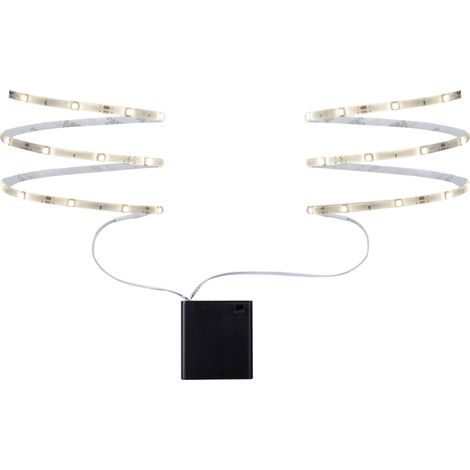 Paulmann – Ruban LED 800mm blanc chaud 1,8W à piles – Dos autocollant pour installation facile – Éclairage décoratif intérieur – 95 lm, 2700 K (1/6)