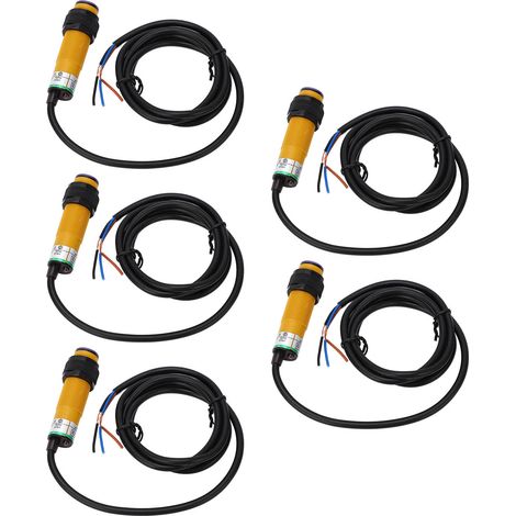 Lot de 5 interrupteurs photoélectriques infrarouges, détection à 10 cm, transistor NPN normalement ouvert, IP65, capteur photoélectrique 10-36 V CC (1/5)