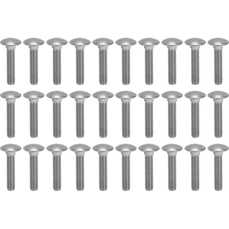 30 vis et boulons M8x1,25, boulons à tête cylindrique carrée à filetage grossier en acier inoxydable A2, DIN603 M8x40