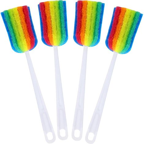 Flaschenbürsten-Set, 4 Schwammbürsten mit langem Griff, Scheuerbürsten, Küchenreinigungsbürsten, für Flaschen, Gläser und Tassen (4er-Set) (1/3)