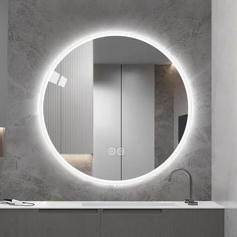 Miroir de salle de bain rond à LED de 80 cm Ce produit de haute qualité allie esthétique et fonctionnalité, s'intègre pa (1/5)