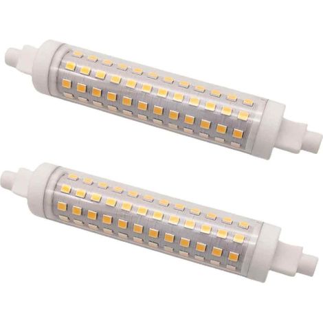 Lot de 2 ampoules LED R7s - 118 mm - Blanc chaud - 3000 K - Ampoule J118 - 10 W - Remplace une ampoule halogène de 80 W - Pas de scintillement - 230 V CA - 800 lm - 360 ° [Classe énergétique A++]