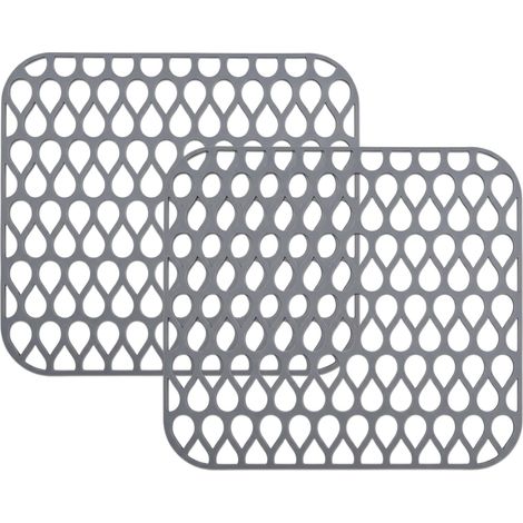 Lot de 2 Tapis Évier en Silicone, Protège Évier Pliable et Antidérapant, Tapis Evier Cuisine, Drainage Rapide, Résistant à la Chaleur, 35x30cm (1/5)