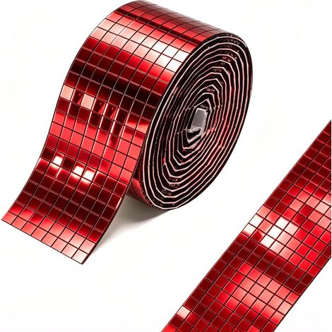 Lot de 3600 carreaux de mosaïque autocollants en verre - 5 x 5 mm - Carrés - Pour bricolage, fête disco - Décoration (rouge) (1/5)