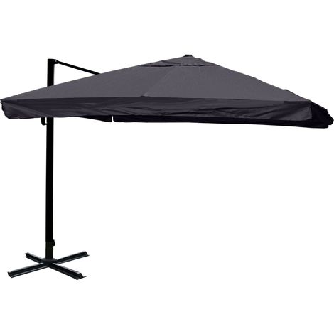 Gastronomie-Ampelschirm HHG-317, 3,5x3,5m (Ø4,95m) Polyester/Alu 25kg Flap, anthrazit ohne Ständer, drehbar (1/5)