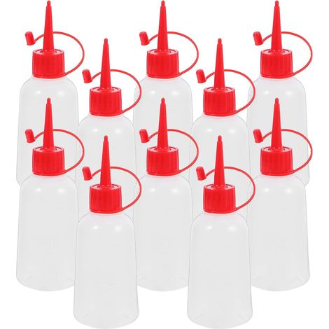 Flacon Plastique à Aiguille Rouge 100ml, Lot de 10 Pièces (1/5)