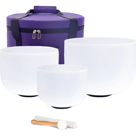 Ensemble de bols chantants en cristal, bol sonore de yoga pour la méditation et la guérison avec étui de transport, 8B 10 F 12C 432hz