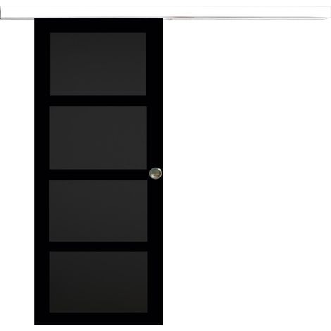 Porta scorrevole Telia nera 4 pannelli H204 x L83 + binario alluminio bianco e 2 gusci