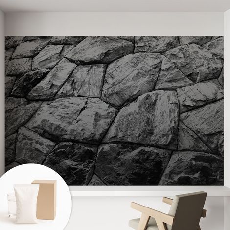 Papier peint intissé mural pour salon chambre à coucher tendance et originale - Colle incluse gratuite Textures de pierre 152x104 cm (1/5)