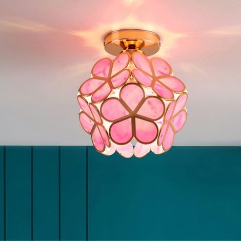 Deckenleuchte, moderne, kreative, blütenblattförmige Pendelleuchte, Vintage E27 Deckenleuchte, für die Innenbeleuchtung, Wohnzimmer, Veranda, Flur (rosa)