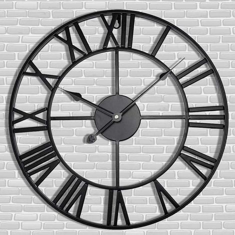 Orologio da parete vintage, 50 cm, orologio da parete 3D in metallo, orologio da parete vintage in stile industriale, orologio moderno per la decorazione del soggiorno, nero (1/5)