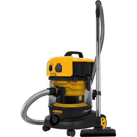 Vito – Aspirateur professionnel 1200W – Cuve 25L pour plâtre, eau et poussière – Technologie multi-cyclone VORTEX – Prise intégrée 230V (1/5)