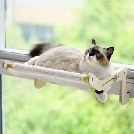Hamac pour chat, perchoir de fenêtre, lit pour chat facile à assembler, jusqu'à 18 kg (beige) (1/5)