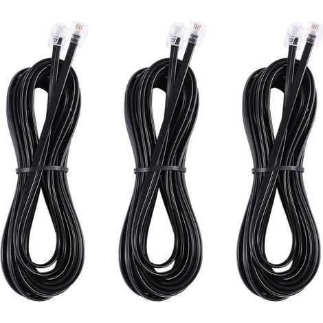 3 lignes téléphoniques modem ADSL RJ11 6P4C, de 5 mètres chacune
