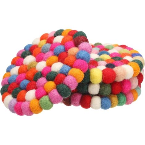 Lot De 4 Dessous De Verre Ronds en Laine Feutree,Absorbants Mignons pour Boissons Decoration De Table en Feutre Fait Main Pads en Laine Mérinos pour Bar Bureau,Multicolore (1/5)