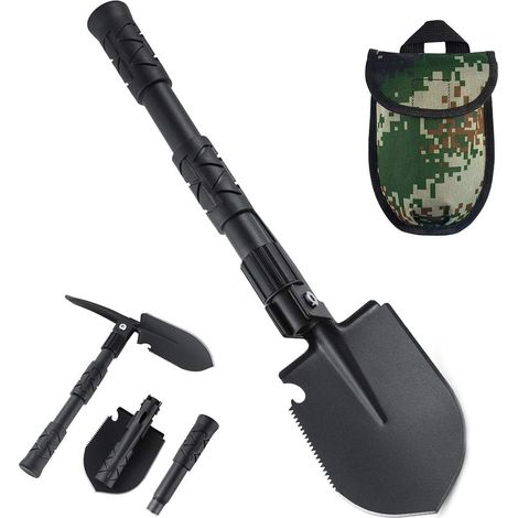 Folding Shovel Heavy Duty Alloy Steel Camping Shovel Entrenching Tool for Outdoor Survival Adventure Rock Climbing Hiking (1/5)