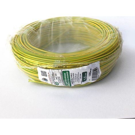 Rollo 100mtrs Cable unipolar Flexible 1,5 mm. Libre de Halógeno -CPR- Amarillo-Verde