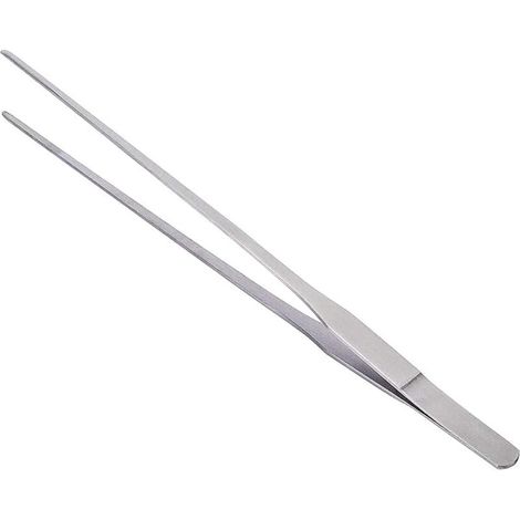 2 pairs of stainless steel tweezers, 27 cm long, straight/curved, with precise serrated end for aquascaping, gardening, cooking, industrial work