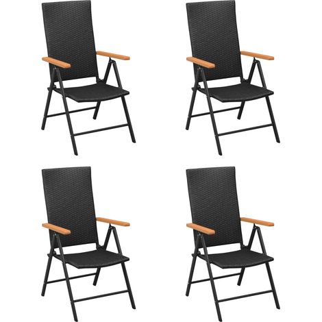 Gartenstühle 4 Stk. Poly Rattan Schwarz