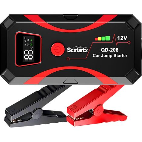 Démarreur de Saut de Batterie de Voiture, Batterie de Puissance Portable 2000A Peak Jump Box pour Moto jusqu'à 8L gaz et 6L Diesel 3 Modes Lampe de Poche et Pinces de Saut de sécurité (1/5)