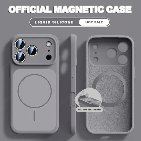 Coque magnétique MagSafe en silicone liquide pour iPhone 14 Pro Max (Gris), compatible avec iPhone, protection antichoc. (1/4)