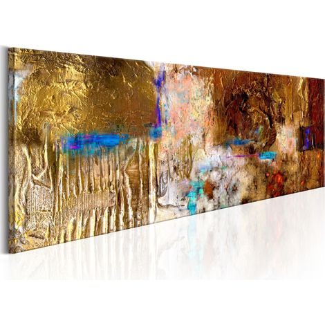 Quadro dipinto - Golden Structure - 135x45 (1/4)