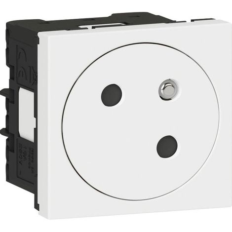 Prise de courant 2P+T surface mosaïque lien 2 modules avec accessoire de raccordement livré - blanc