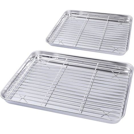 grilles de four, plaques de cuisson, demi-plaques, grilles de refroidissement compatibles four, 31 x 24 x 2,5 cm (1/3)