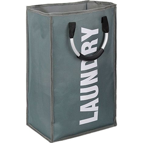 Sac à linge pliable et amovible - Gris foncé, 33 x 23 x 53 cm, avec poignée, panier à linge étanche 600D, 20 à 35 litres, sac de rangement pour vêtements pour dortoir d'hôtel intérieur (1/4)