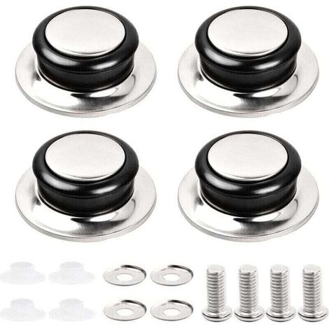 4 Pcs Poignée de Couvercle de Casserole Poignée de Couvercle en Verre Couvercle de Casserole en Acier Inoxydable Ouchons Poignées Poignées Universelles de Couvercles de Casserole,de