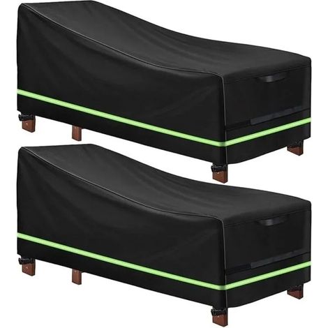 2 housses chaise longue avec bande réfléchissante, Oxford 420D résistant, imperméable coupe-vent